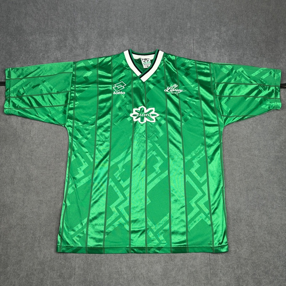 Vintage Lotto Soccer y2k Jersey Green Geometric Pattern No. 16 Mens XL San Diego